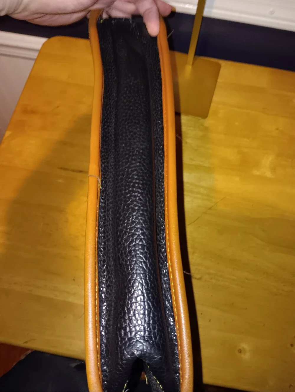 Dooney & Bourke Vintage Black Leather Briefcase with Brown Trim